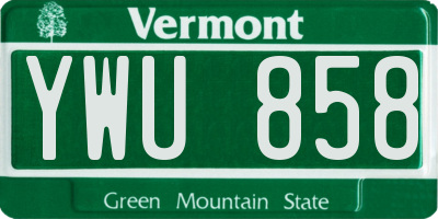VT license plate YWU858