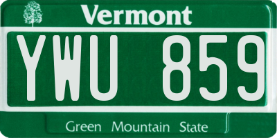 VT license plate YWU859