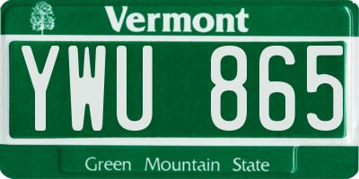VT license plate YWU865
