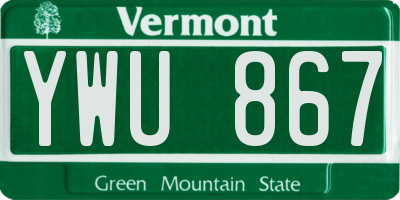 VT license plate YWU867