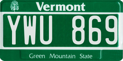 VT license plate YWU869