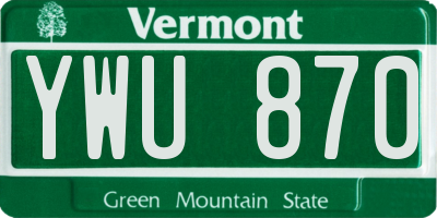 VT license plate YWU870