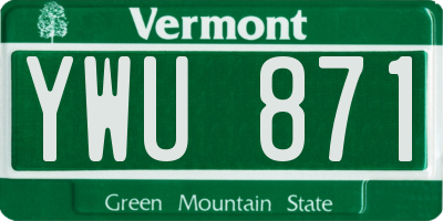VT license plate YWU871