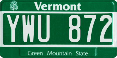 VT license plate YWU872