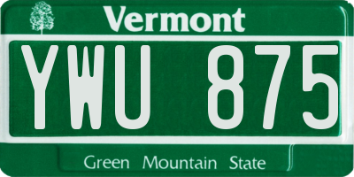VT license plate YWU875