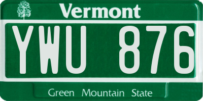 VT license plate YWU876