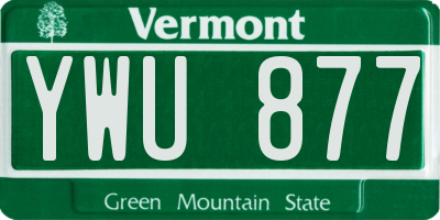 VT license plate YWU877