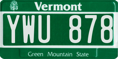 VT license plate YWU878