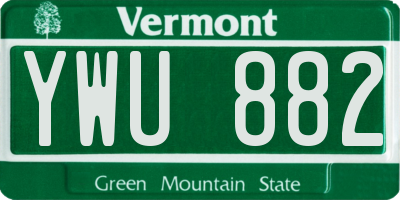 VT license plate YWU882