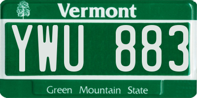 VT license plate YWU883