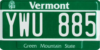 VT license plate YWU885