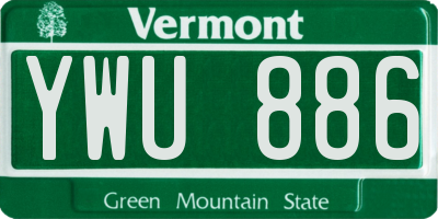 VT license plate YWU886