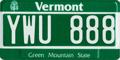 VT license plate YWU888