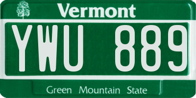 VT license plate YWU889