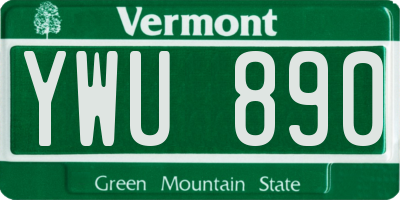 VT license plate YWU890
