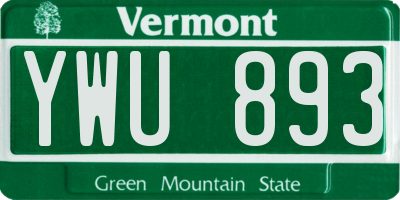 VT license plate YWU893
