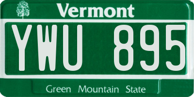 VT license plate YWU895
