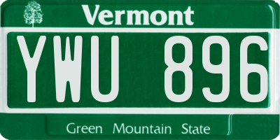 VT license plate YWU896