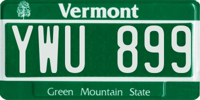 VT license plate YWU899
