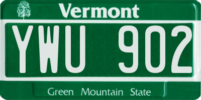 VT license plate YWU902