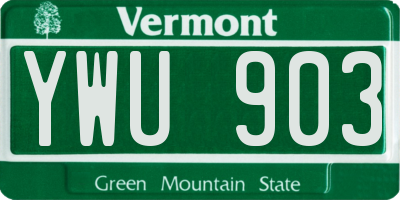 VT license plate YWU903