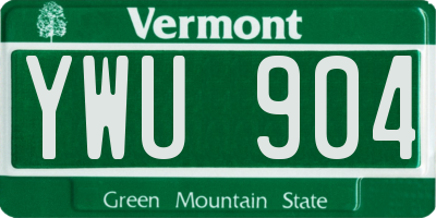VT license plate YWU904