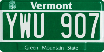 VT license plate YWU907