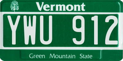 VT license plate YWU912