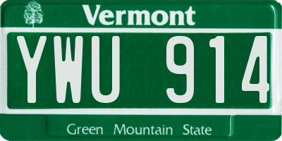 VT license plate YWU914
