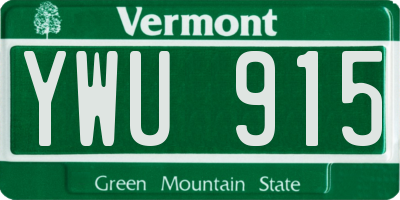 VT license plate YWU915