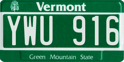 VT license plate YWU916