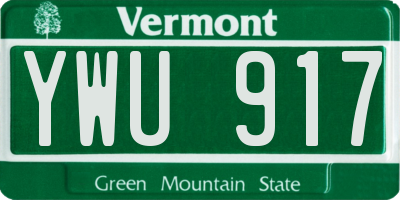 VT license plate YWU917
