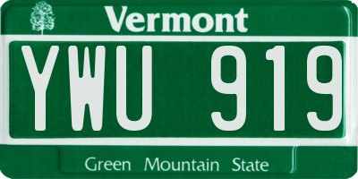 VT license plate YWU919