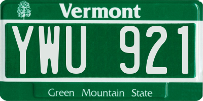VT license plate YWU921