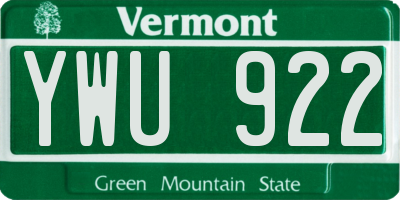 VT license plate YWU922