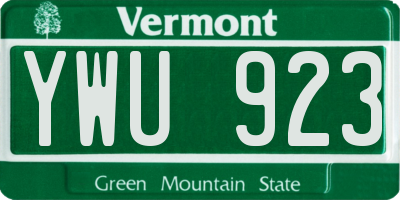 VT license plate YWU923