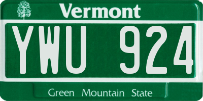 VT license plate YWU924