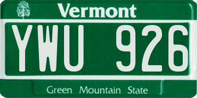 VT license plate YWU926