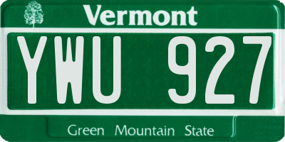 VT license plate YWU927