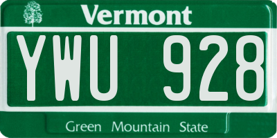 VT license plate YWU928