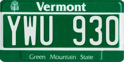 VT license plate YWU930