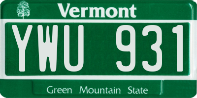 VT license plate YWU931