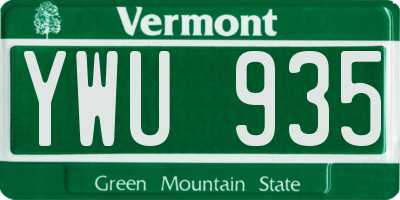 VT license plate YWU935