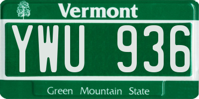 VT license plate YWU936