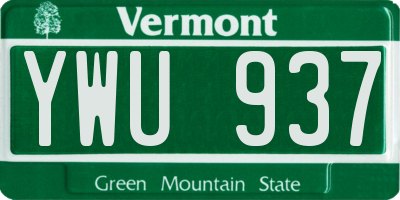 VT license plate YWU937
