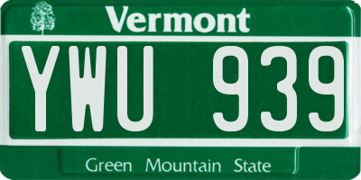 VT license plate YWU939