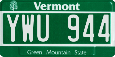 VT license plate YWU944