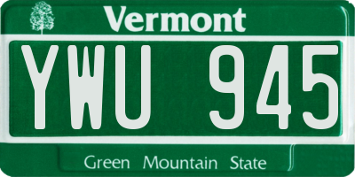 VT license plate YWU945