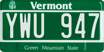 VT license plate YWU947