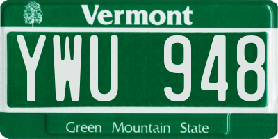 VT license plate YWU948